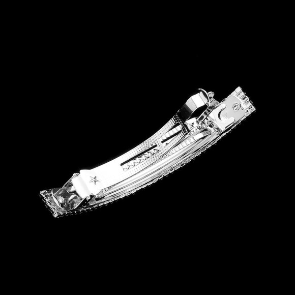 Silver 5 Row Iridescent Rhinestone Crystal Hair Barrette Prom Wedding Bridal - Picture 3 of 3